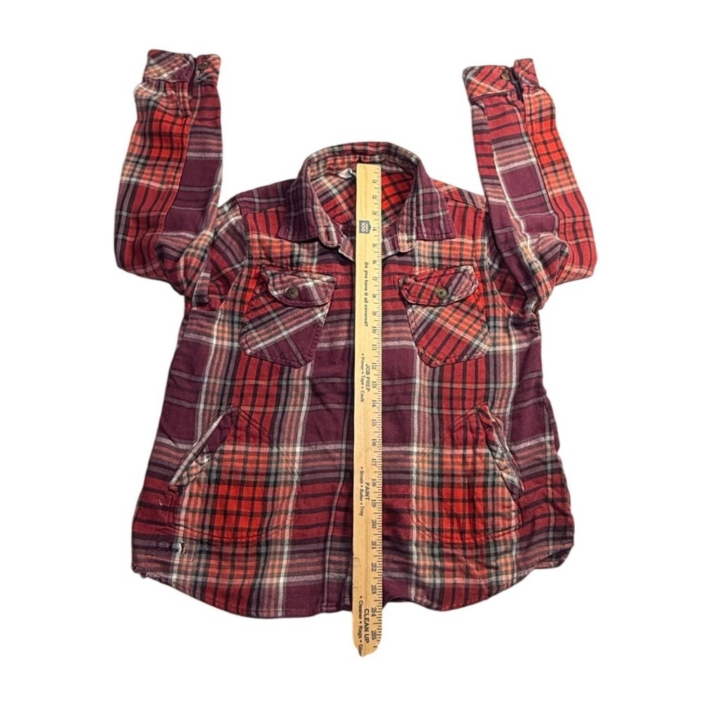 Woolrich Womens Red Purple Plaid Cotton Flannel Button Down Shirt Pockets Size M - Picture 6 of 6